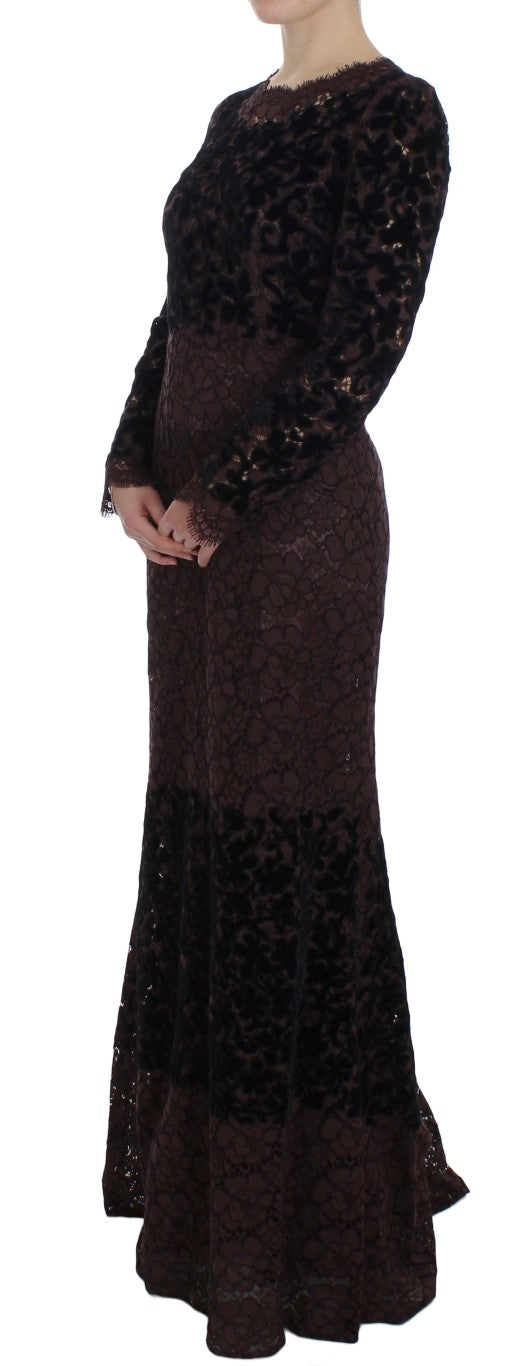 Purple Floral Lace Ricamo Maxi Dress-Dolce & Gabbana-LabelTerrace.com