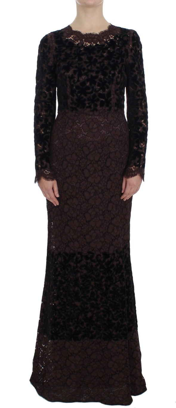 Purple Floral Lace Ricamo Maxi Dress-Dolce & Gabbana-LabelTerrace.com