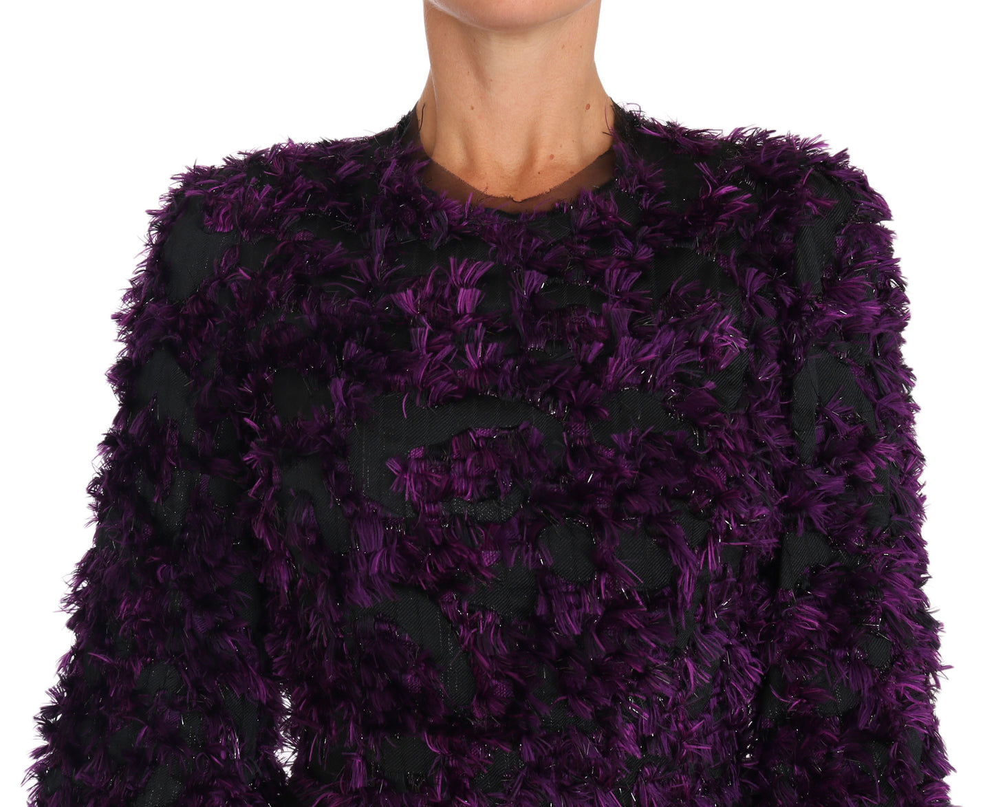 Purple Fringe Midi Sheath Dress-Dolce & Gabbana-LabelTerrace.com
