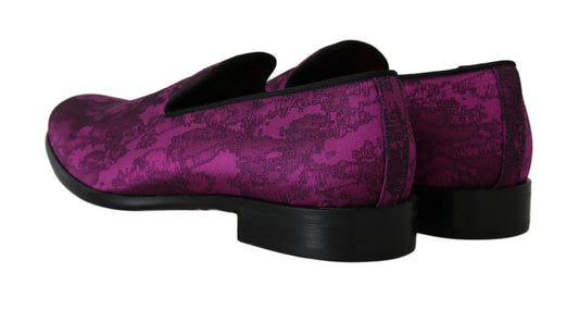 Purple Jacquard Loafers Dress Formal Shoes-Dolce & Gabbana-LabelTerrace.com