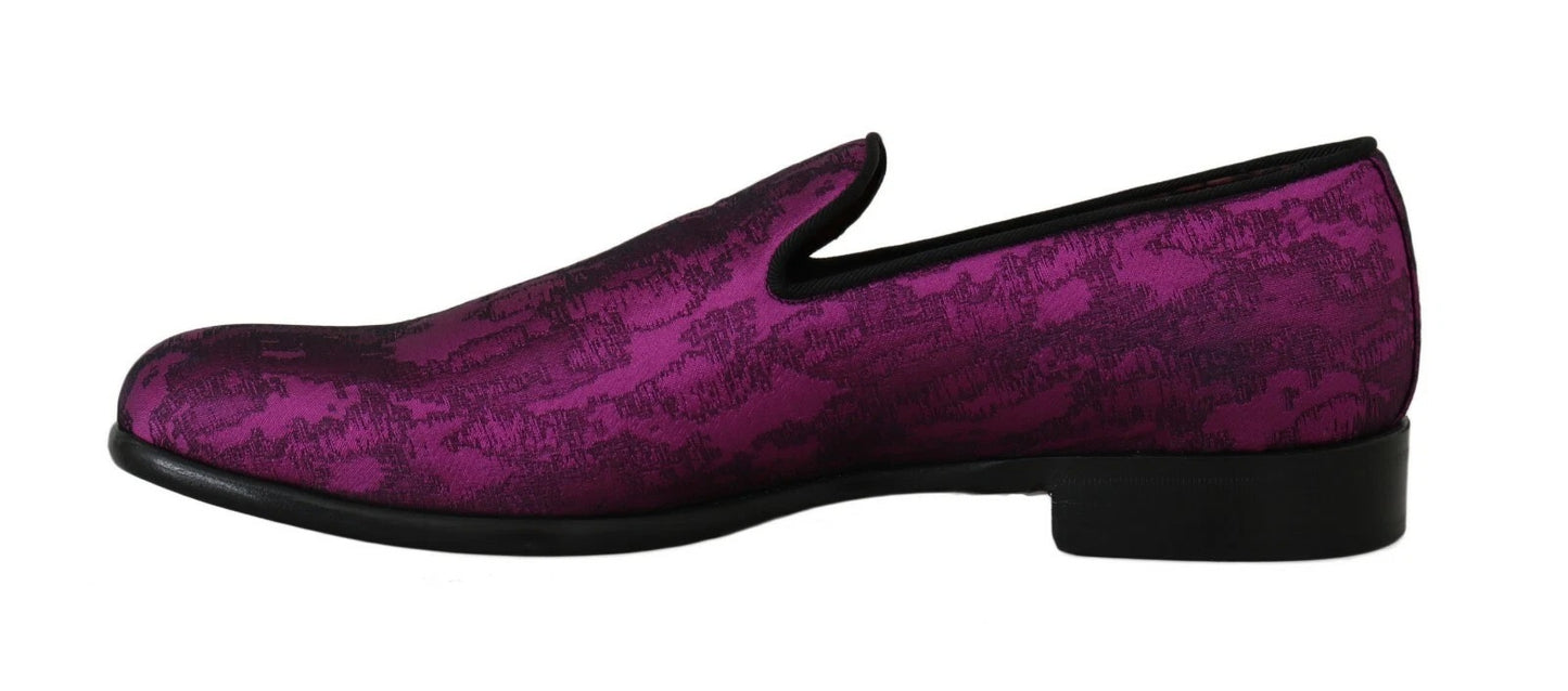 Purple Jacquard Loafers Dress Formal Shoes-Dolce & Gabbana-LabelTerrace.com
