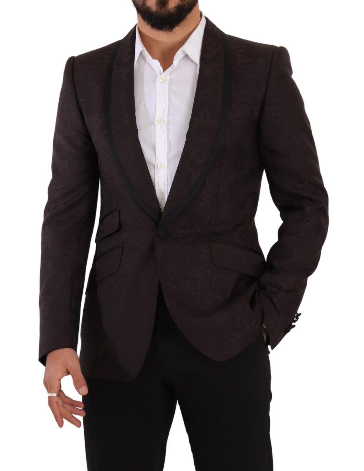 Purple Jacquard Single Breasted SICILIA Blazer-Dolce & Gabbana-LabelTerrace.com