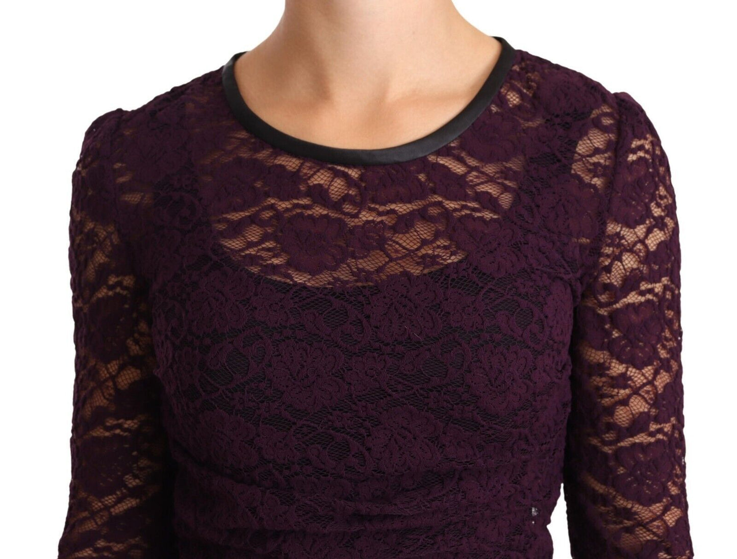 Purple Lace Long Sleeve Top Blouse-Dolce & Gabbana-LabelTerrace.com