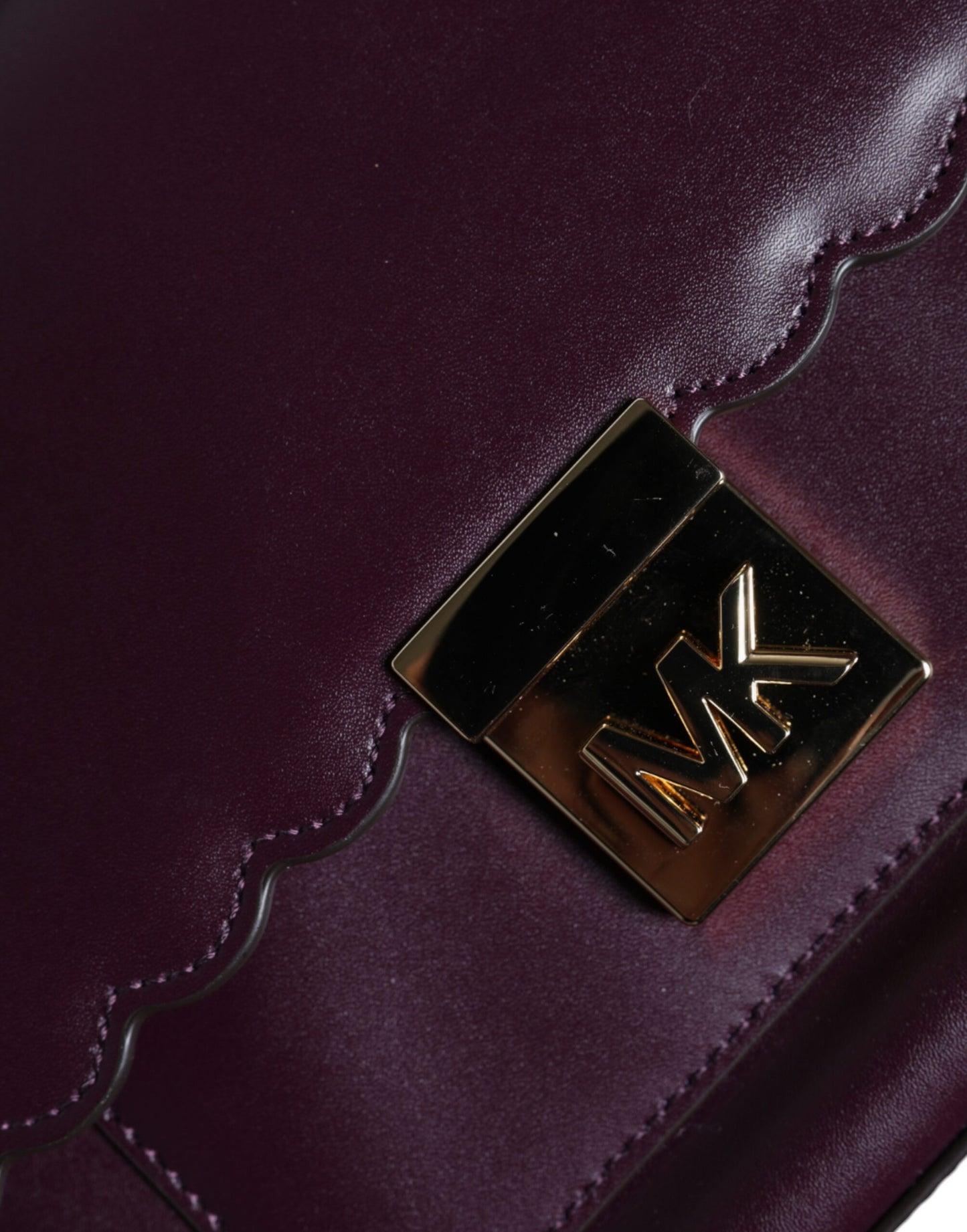 Purple Leather Logo Plaque Crossbody MINDY Satchel Bag-Michael Kors-LabelTerrace.com