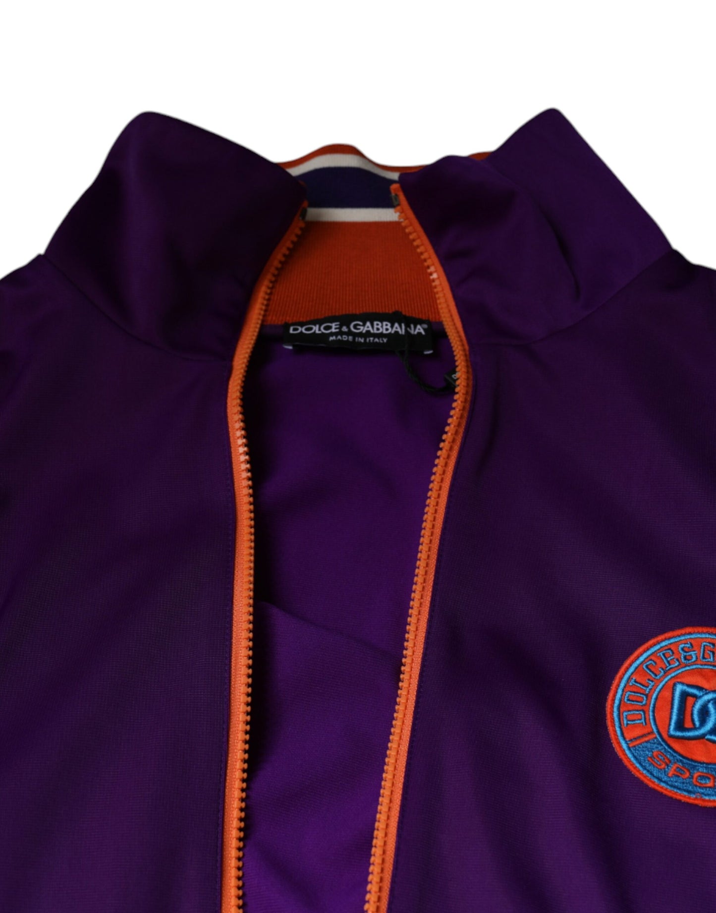 Purple Polyester Full Zip Long Sleeve Sweater-Dolce & Gabbana-LabelTerrace.com