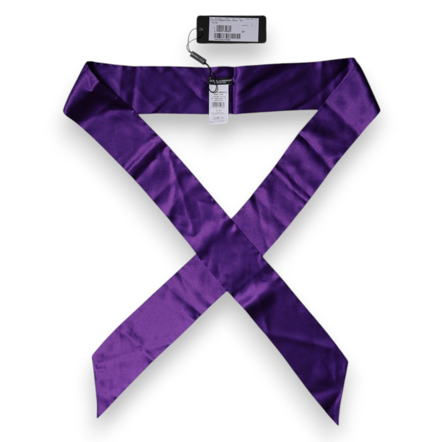 Purple Satin Silk Skinny Neck Foulard Scarf-Dolce & Gabbana-LabelTerrace.com