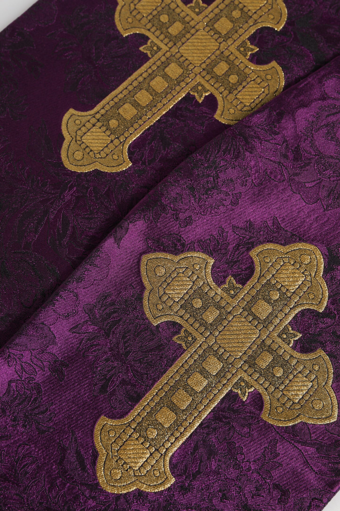 Purple Silk Fringes Cross Men Foulard Scarf-Dolce & Gabbana-LabelTerrace.com