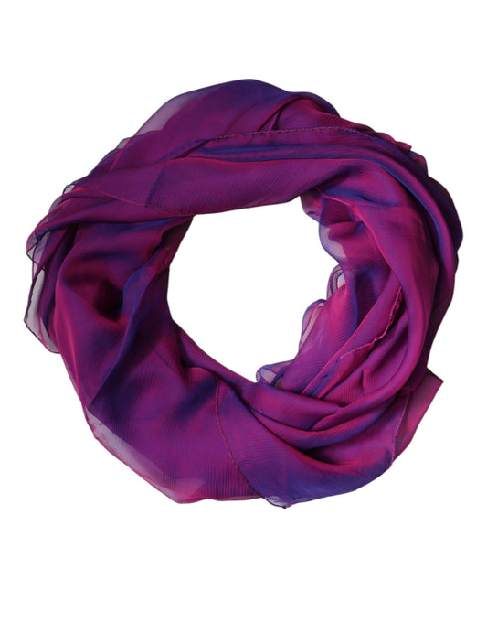 Purple Silk Rectangle Wrap Shawl Scarf-Dolce & Gabbana-LabelTerrace.com
