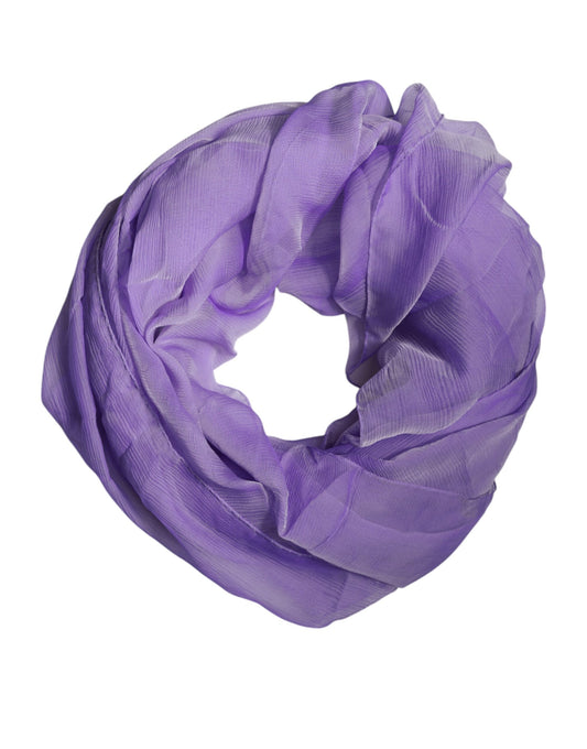Purple Silk Rectangle Wrap Shawl Scarf-Dolce & Gabbana-LabelTerrace.com