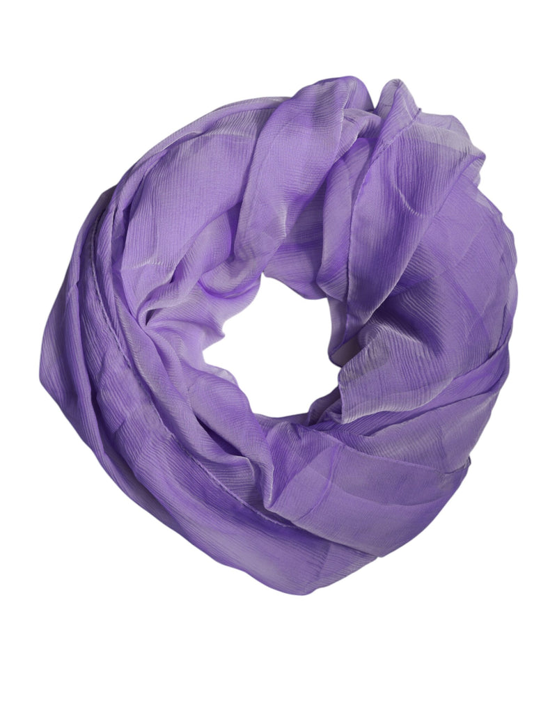 Purple Silk Rectangle Wrap Shawl Scarf-Dolce & Gabbana-LabelTerrace.com