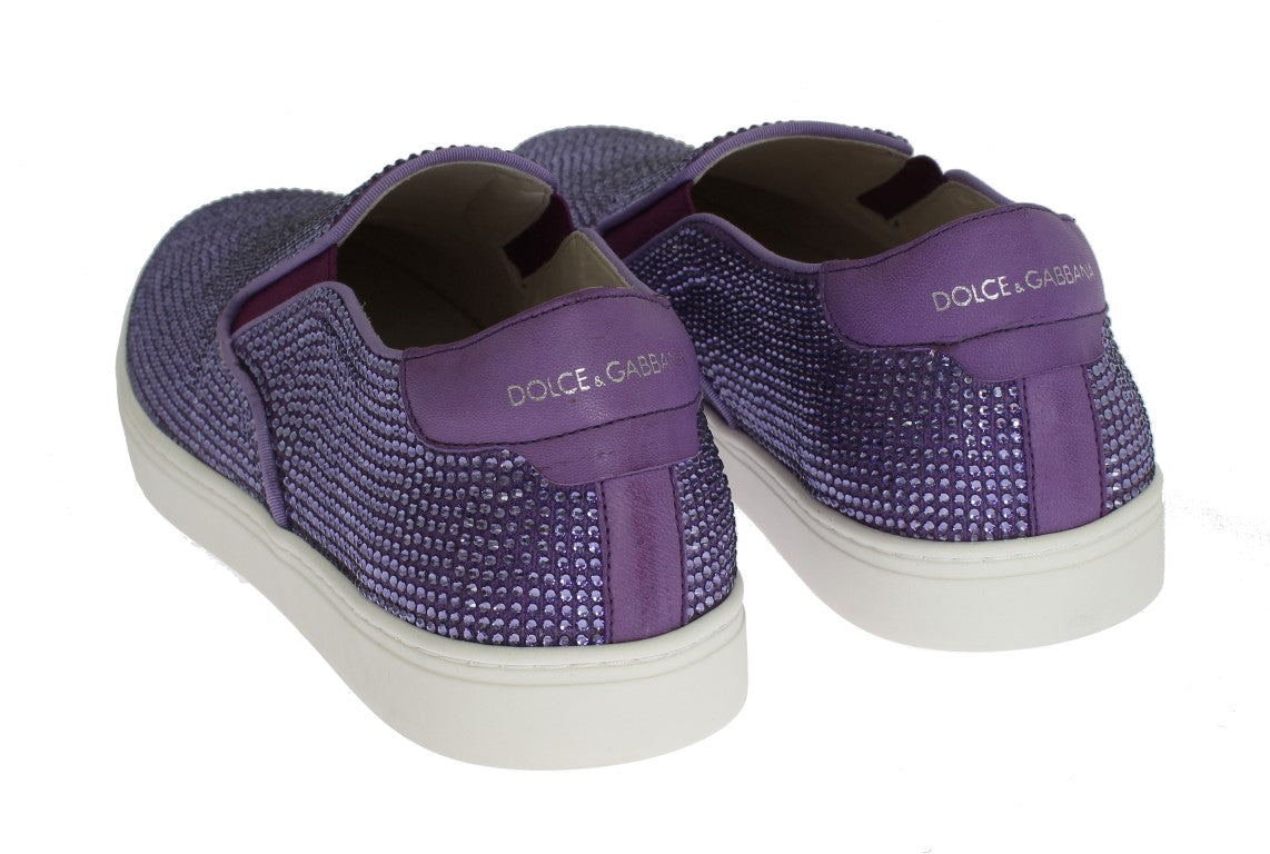 Purple Strass Canvas Logo Sneakers-Dolce & Gabbana-LabelTerrace.com