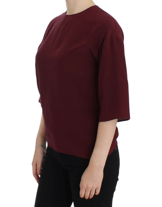 Red 3/4 sleeve silk blouse-Dolce & Gabbana-LabelTerrace.com