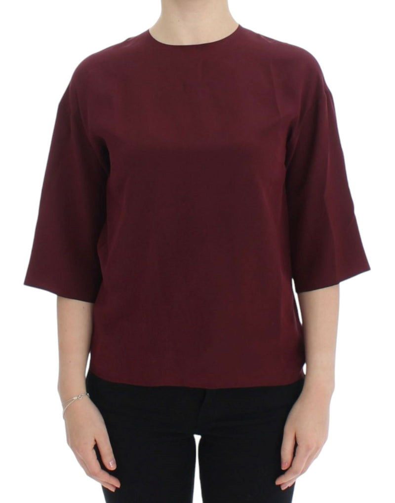 Red 3/4 sleeve silk blouse-Dolce & Gabbana-LabelTerrace.com
