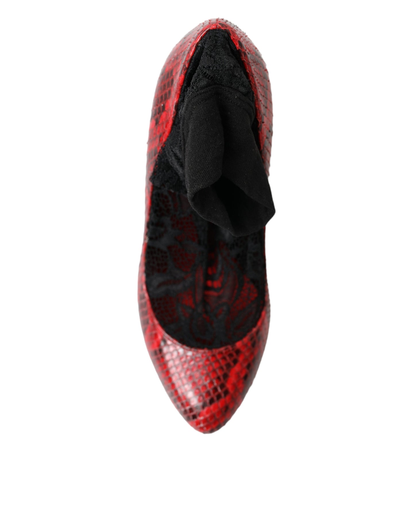 Red Ayers Leather Lace Socks Pumps Shoes-Dolce & Gabbana-LabelTerrace.com