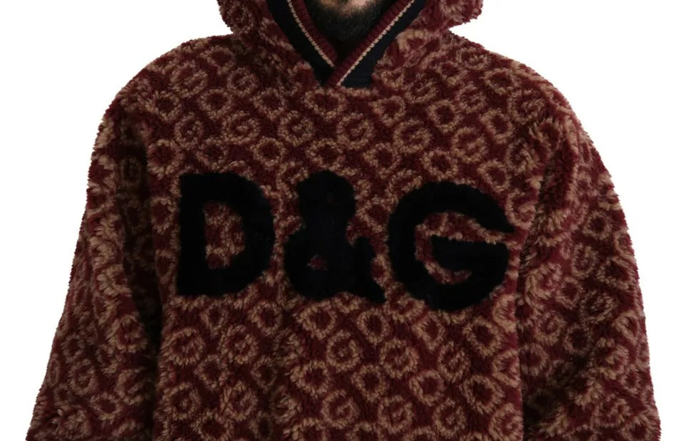 Red Beige Wool Oversize Hooded Pullover Sweater-Dolce & Gabbana-LabelTerrace.com