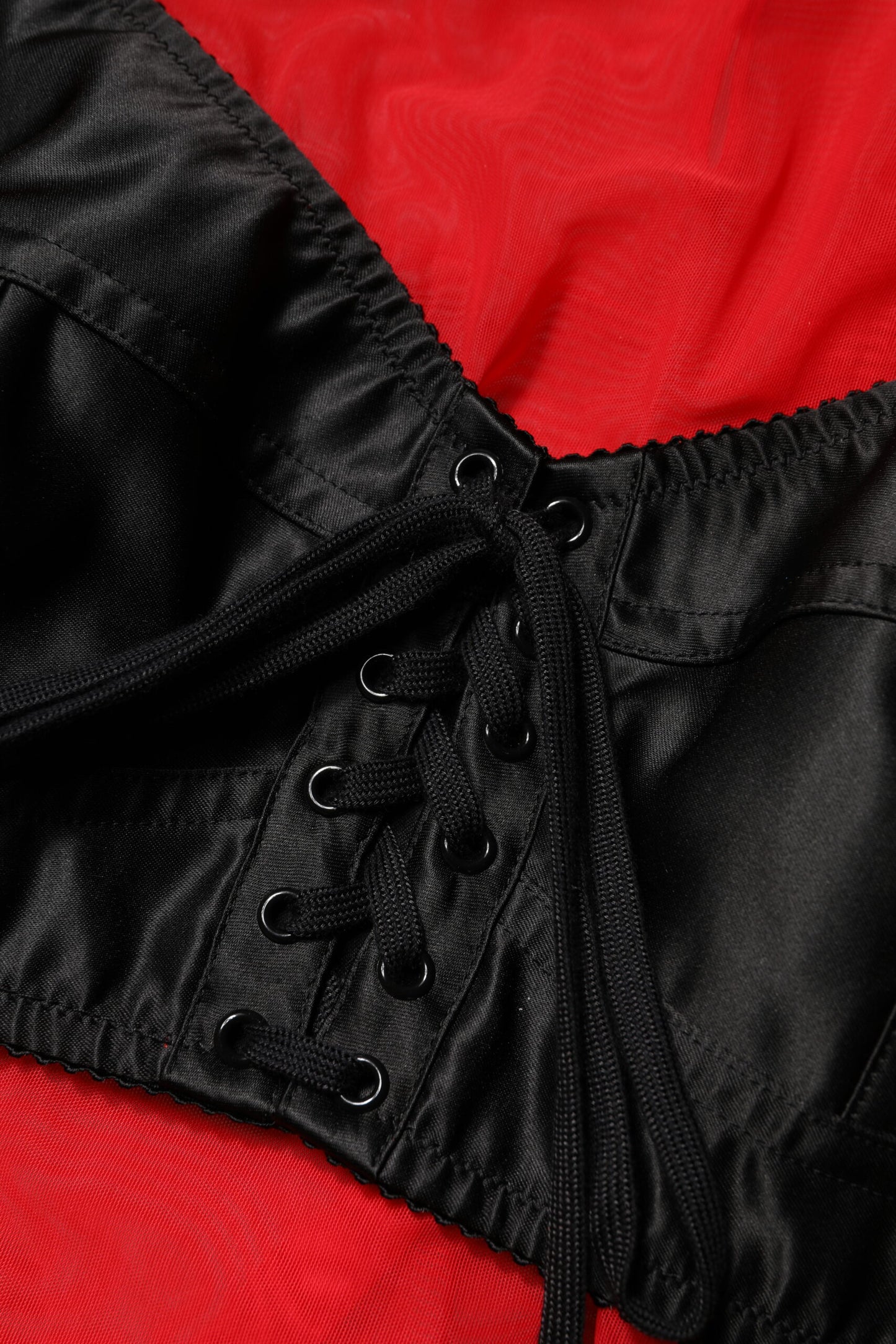 Red Black Bustier Detailing Long Sleeves Top-Dolce & Gabbana-LabelTerrace.com