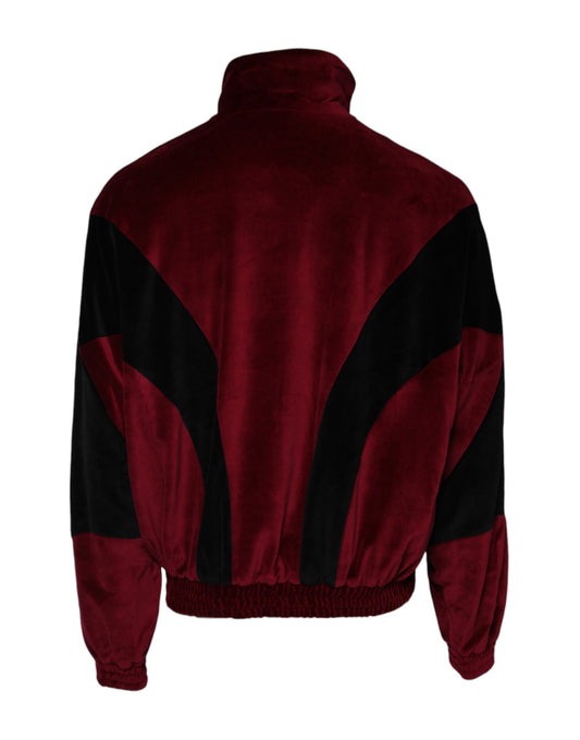 Red Black Cotton Logo FullZip Bomber Jacket-Dolce & Gabbana-LabelTerrace.com