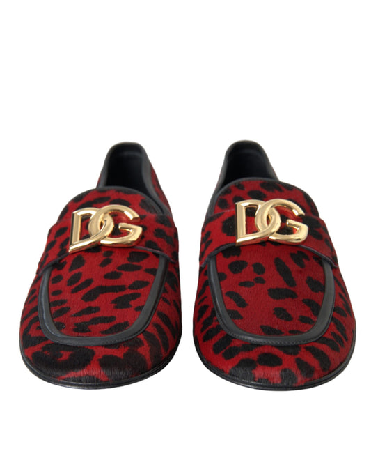 Red Black Leopard DG Loafers Formal Men Shoes-Dolce & Gabbana-LabelTerrace.com