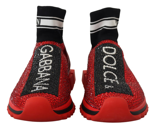 Red Bling Sorrento Sneakers Socks Shoes-Dolce & Gabbana-LabelTerrace.com