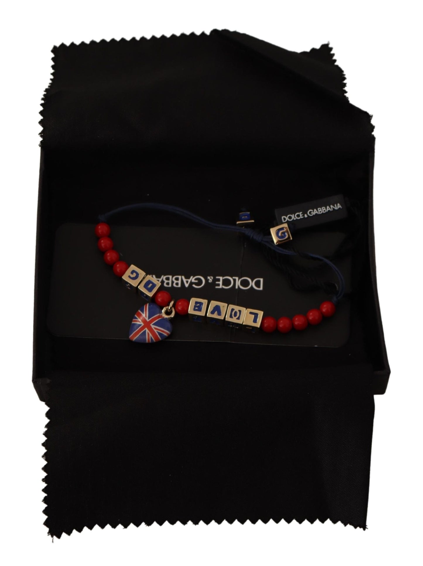 Red Blue Beaded DG LOVES LONDON Flag Branded Bracelet-Dolce & Gabbana-LabelTerrace.com