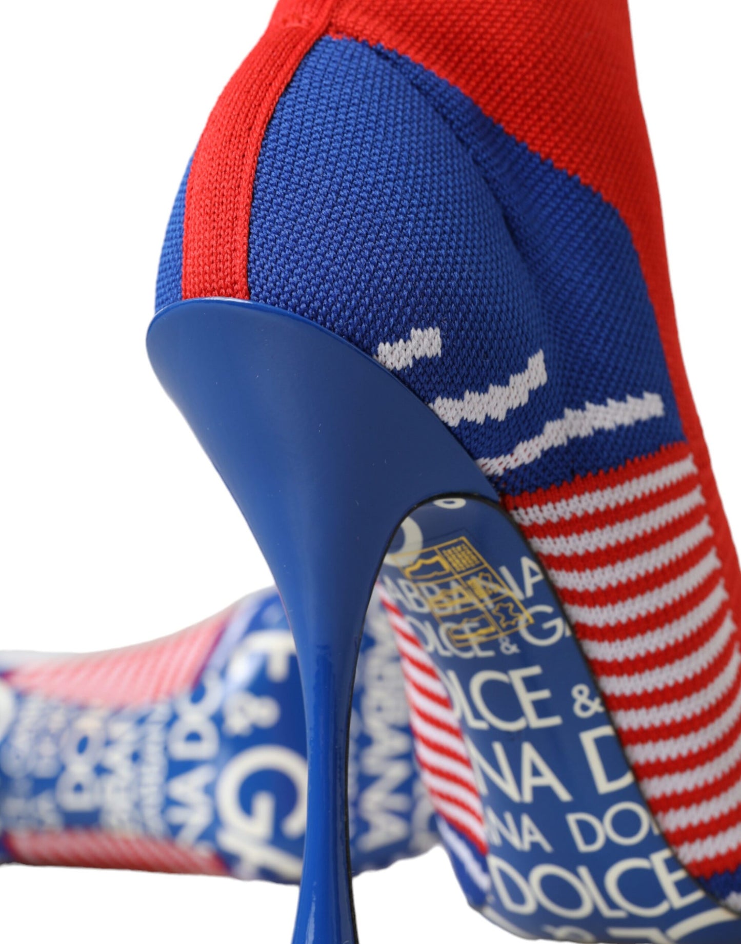 Red Blue Stretch Sock Style Ankle Boots Logo Shoes-Dolce & Gabbana-LabelTerrace.com