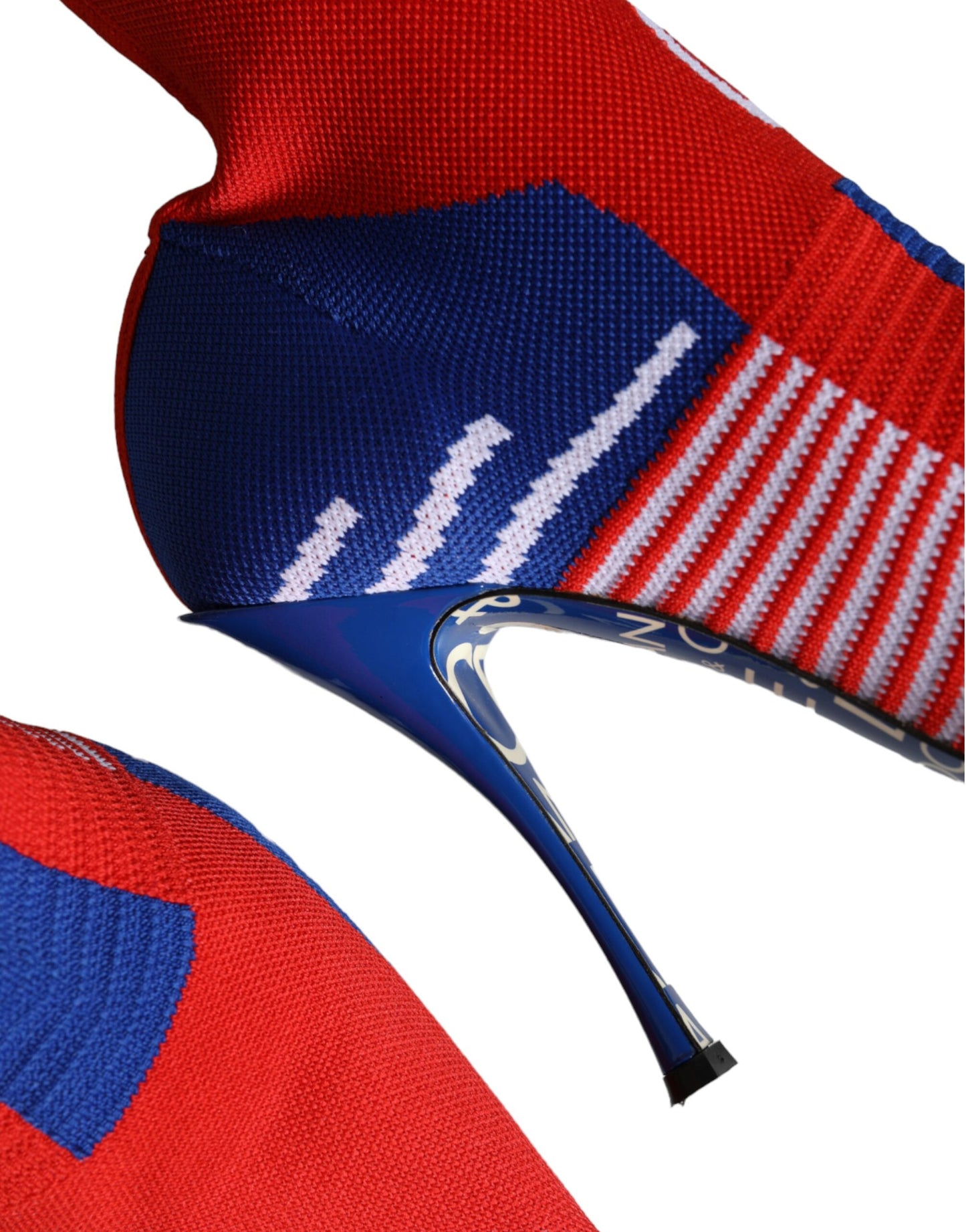 Red Blue Stretch Sock Style Ankle Boots Logo Shoes-Dolce & Gabbana-LabelTerrace.com