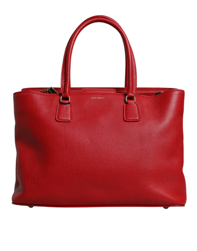 Red Calfskin Leather Logo Plaque Top Handle Bag-Dolce & Gabbana-LabelTerrace.com