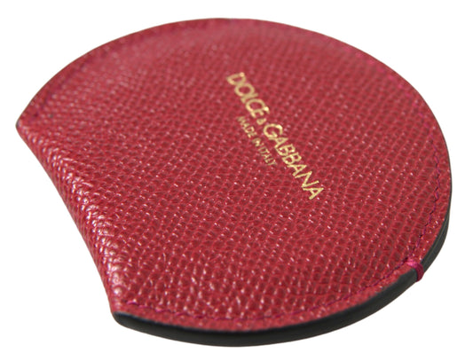 Red Calfskin Leather Round Hand Mirror Holder-Dolce & Gabbana-LabelTerrace.com