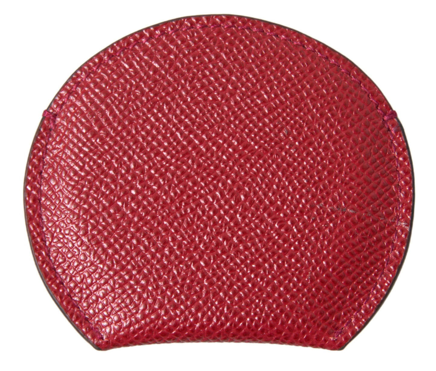 Red Calfskin Leather Round Hand Mirror Holder-Dolce & Gabbana-LabelTerrace.com