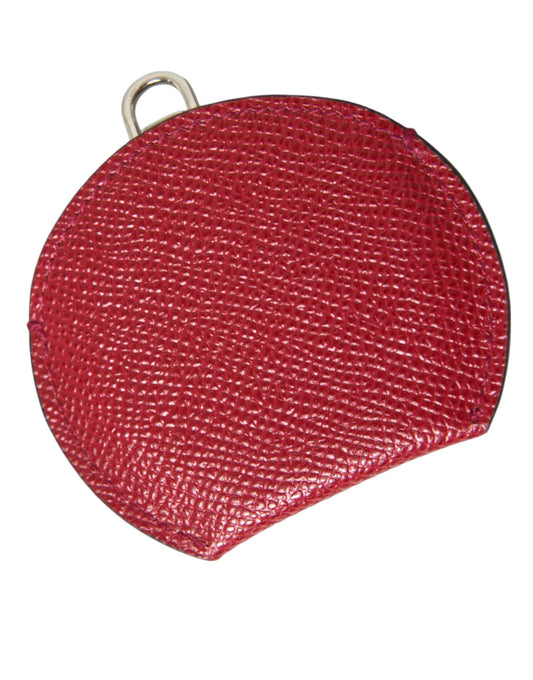 Red Calfskin Leather Round Logo Hand Mirror Holder-Dolce & Gabbana-LabelTerrace.com