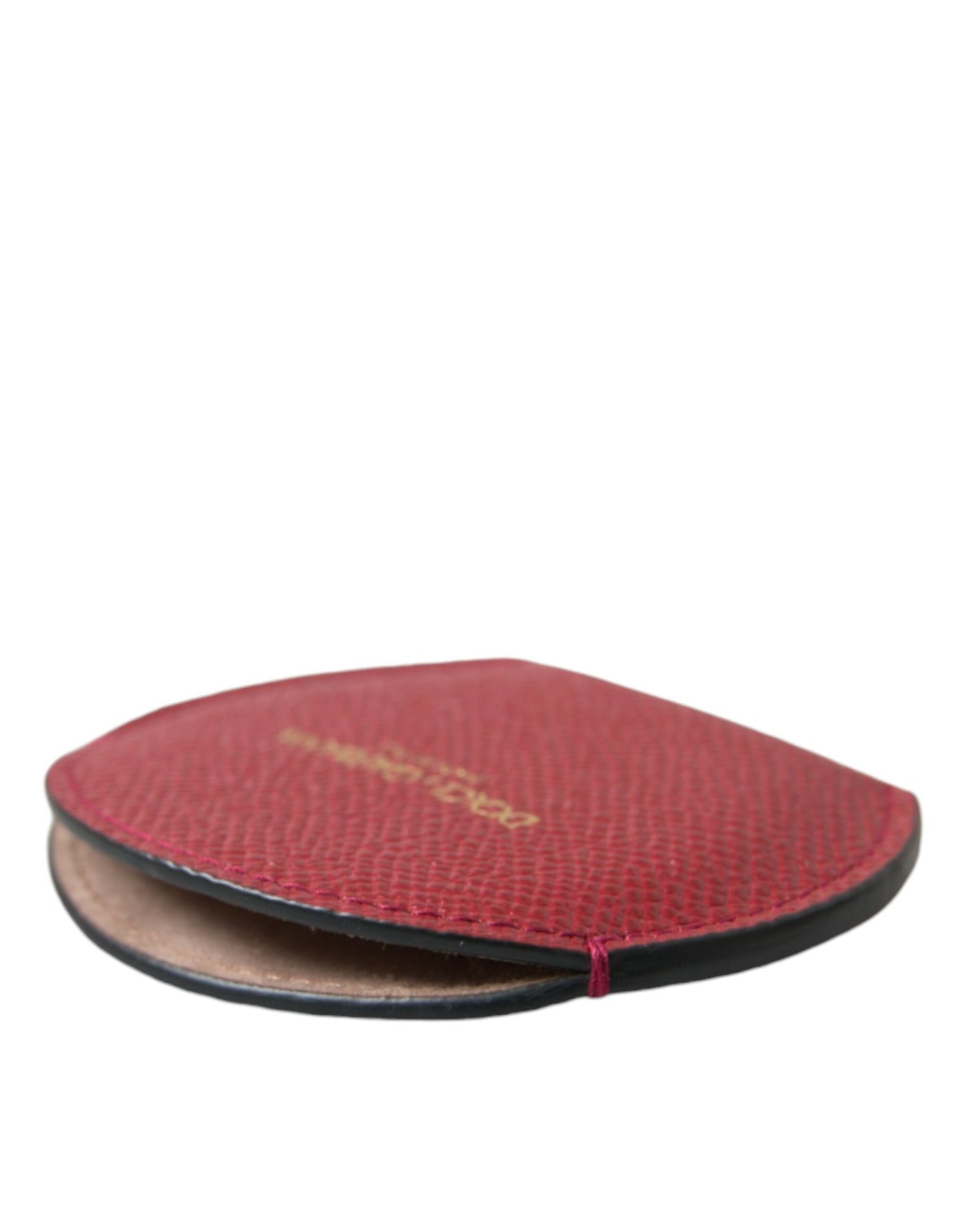 Red Calfskin Leather Round Logo Hand Mirror Holder-Dolce & Gabbana-LabelTerrace.com