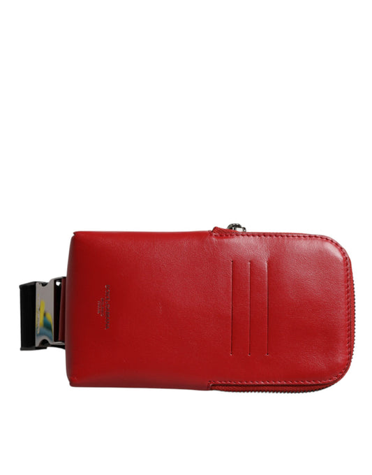 Red Calfskin Logo Purse Phone Belt Waist Bag-Dolce & Gabbana-LabelTerrace.com