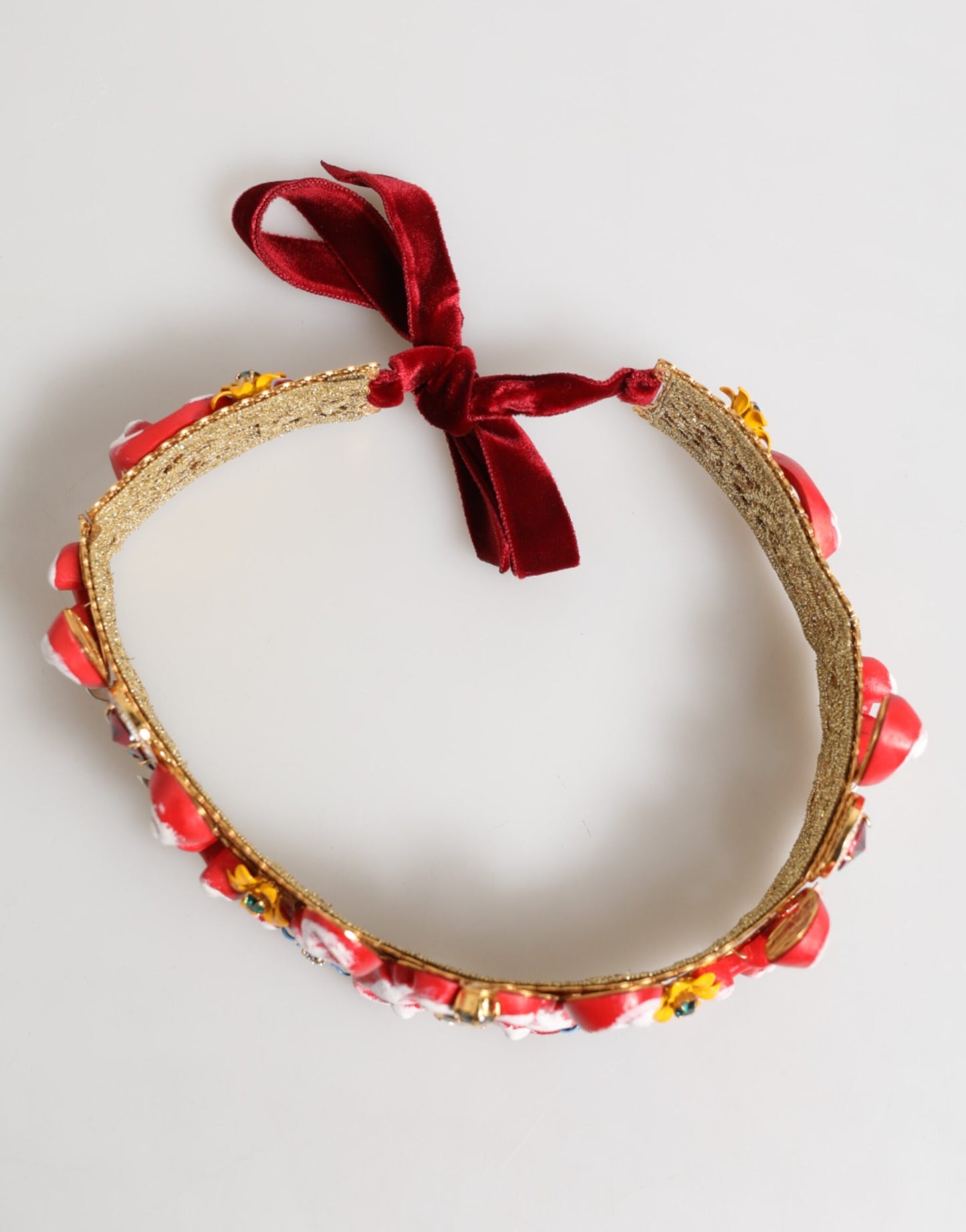 Red Carretto Multicolor Crystal Gold Tiara Crow Headband-Dolce & Gabbana-LabelTerrace.com