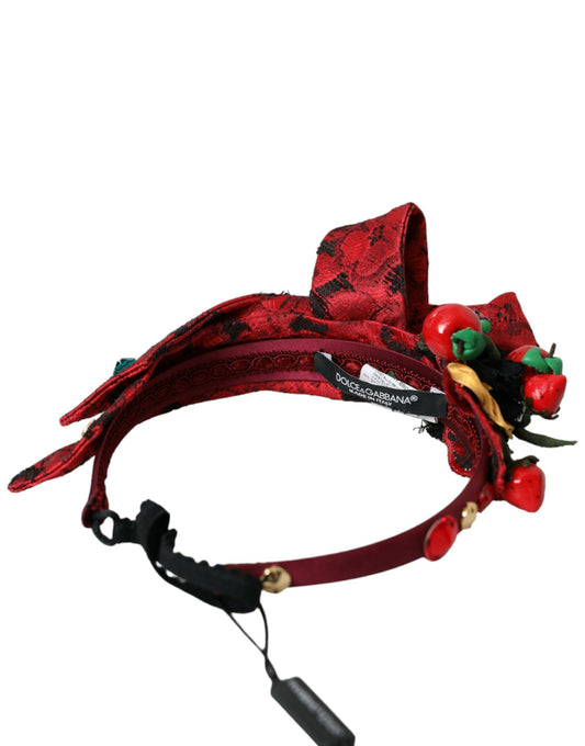 Red Cherry Sicily Embellished Women Hairband Diadem-Dolce & Gabbana-LabelTerrace.com