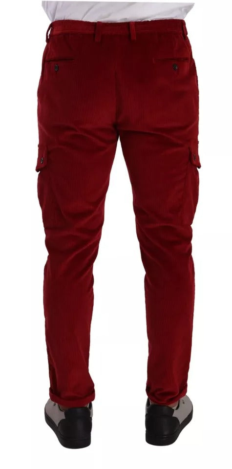 Red Corduroy Cotton Cargo Skinny Pants-Dolce & Gabbana-LabelTerrace.com