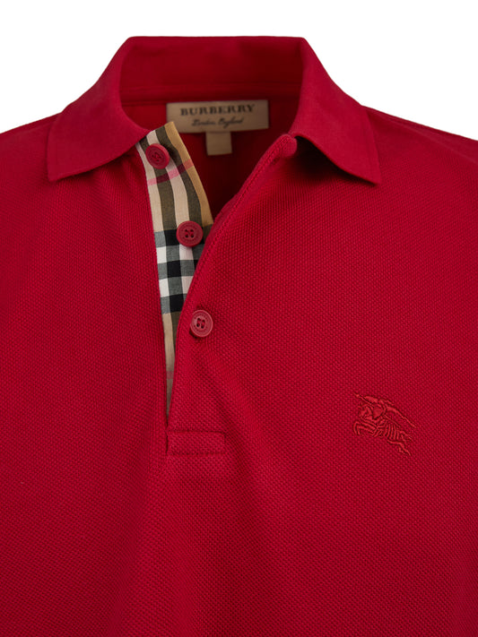 Red Cotton Collared Polo Shirt-Burberry-LabelTerrace.com