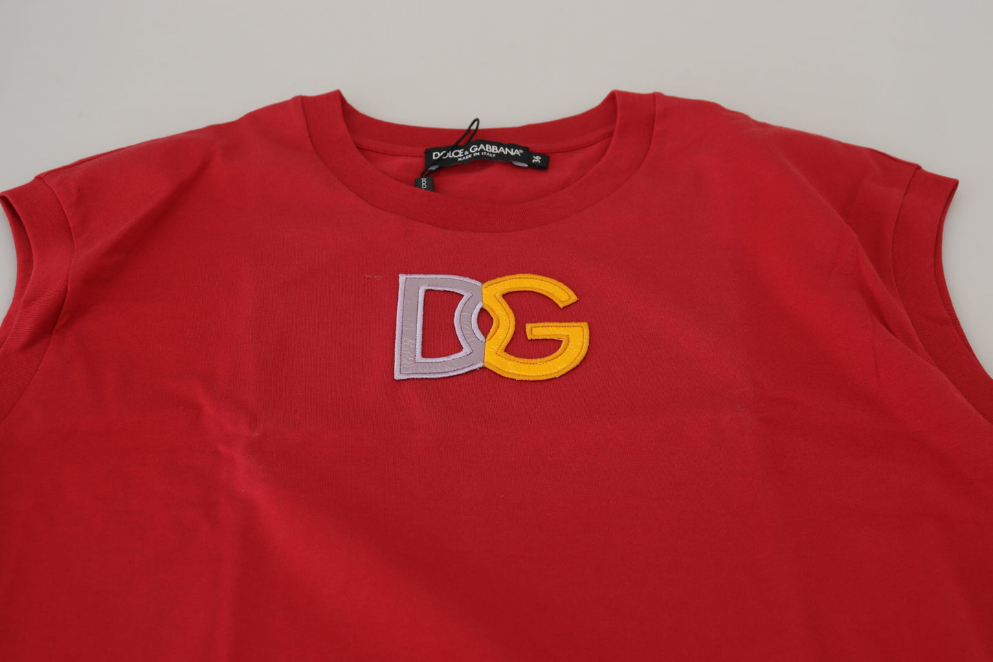 Red Cotton DG Logo Tank Top T-shirt-Dolce & Gabbana-LabelTerrace.com