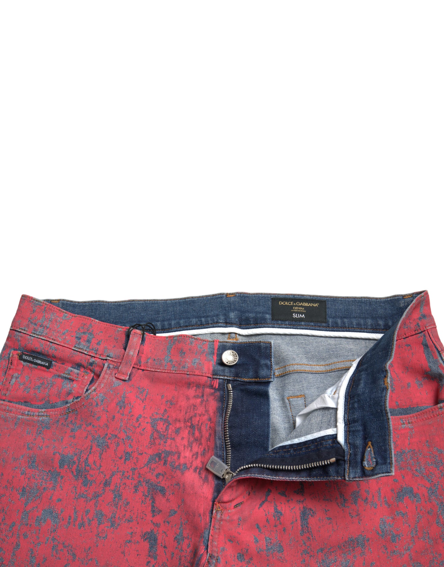 Red Cotton Dye Slim Fit Men Denim Jeans-Dolce & Gabbana-LabelTerrace.com