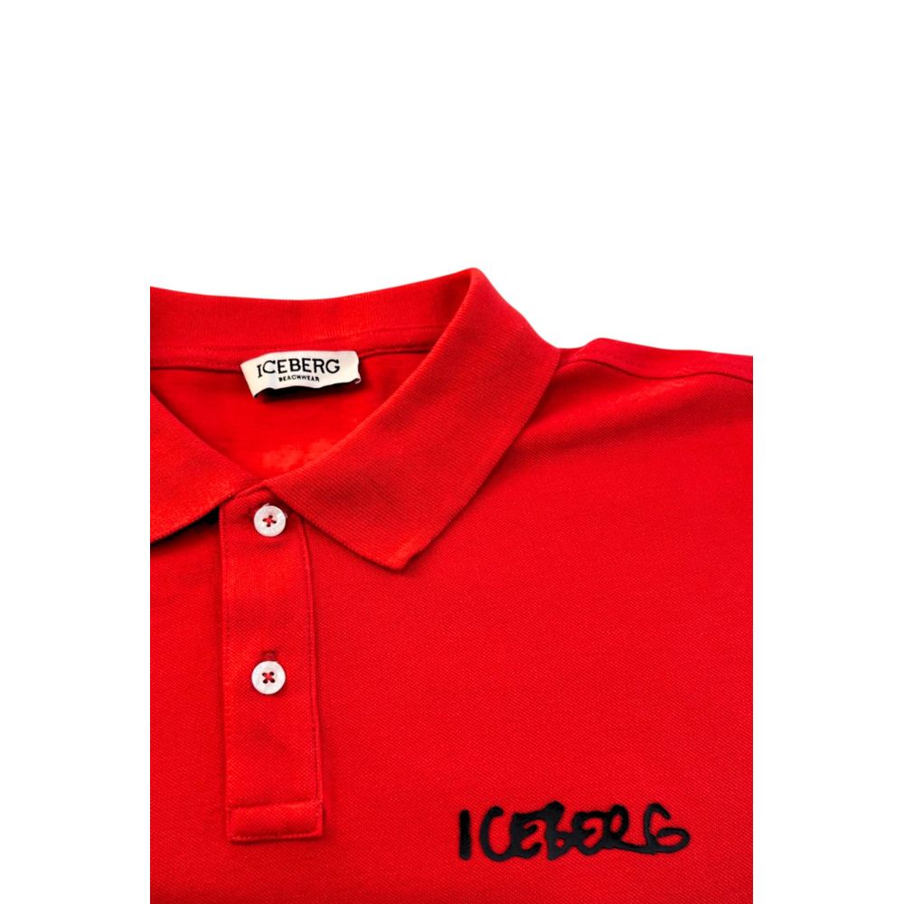 Red Cotton Men Polo Shirt-Iceberg-LabelTerrace.com