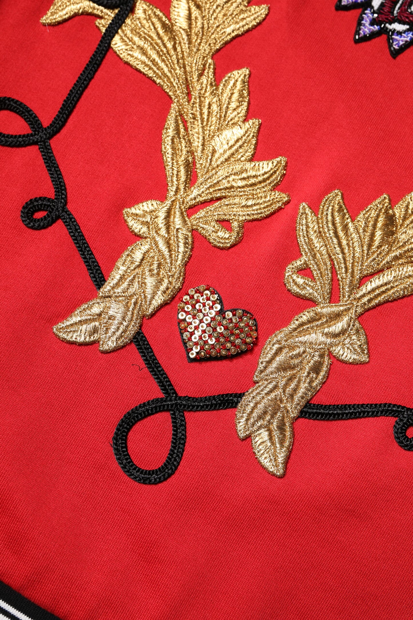 Red Cotton Queen Sequined Pullover Sweater-Dolce & Gabbana-LabelTerrace.com