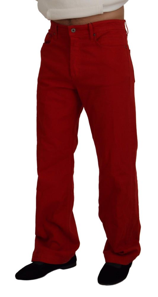 Red Cotton Straight Fit Men Denim Jeans-Dolce & Gabbana-LabelTerrace.com