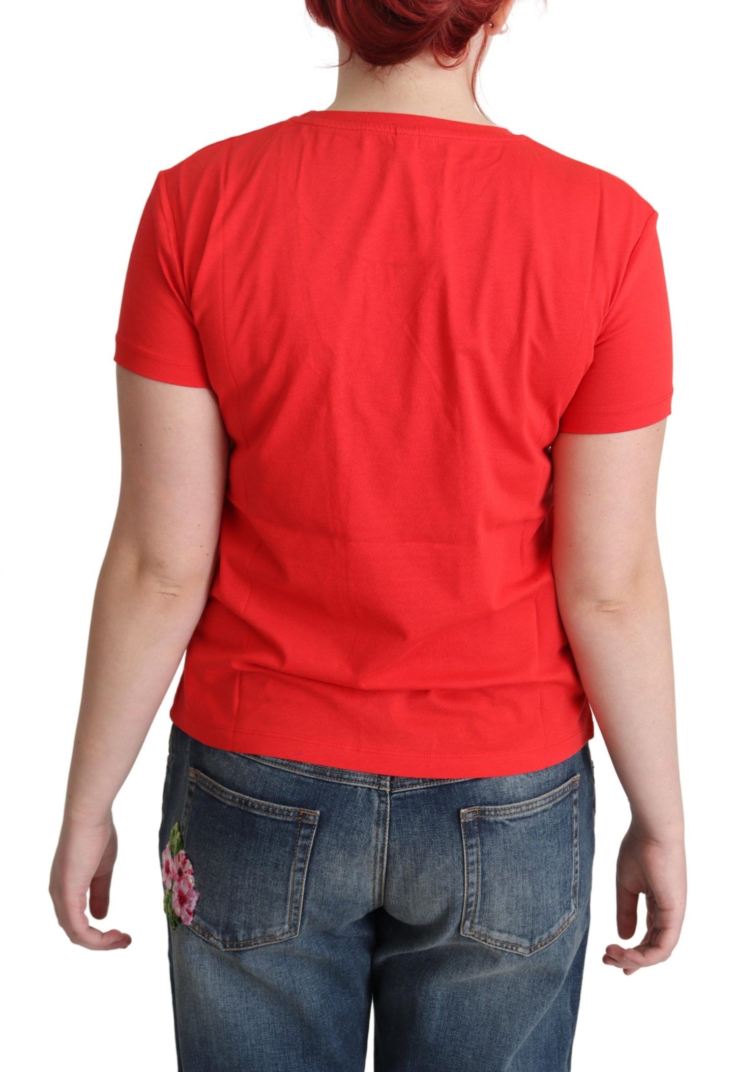 Red Cotton Swim Graphic Triangle Print T-shirt