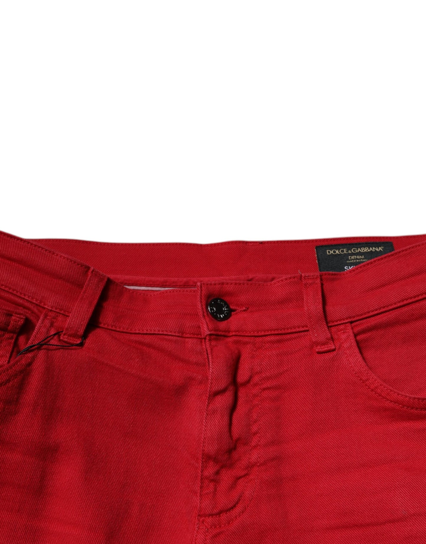 Red Crown Logo Cotton Skinny Denim Jeans-Dolce & Gabbana-LabelTerrace.com