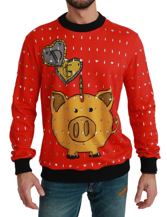 Red Crystal Pig of the Year Sweater-Dolce & Gabbana-LabelTerrace.com