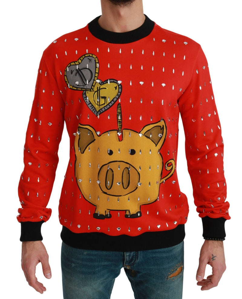 Red Crystal Pig of the Year Sweater-Dolce & Gabbana-LabelTerrace.com