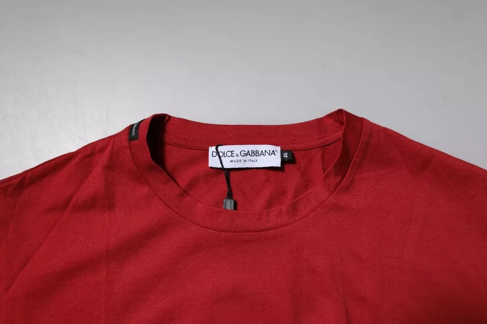 Red DG Logo Cotton Crew Neck T-shirt-Dolce & Gabbana-LabelTerrace.com