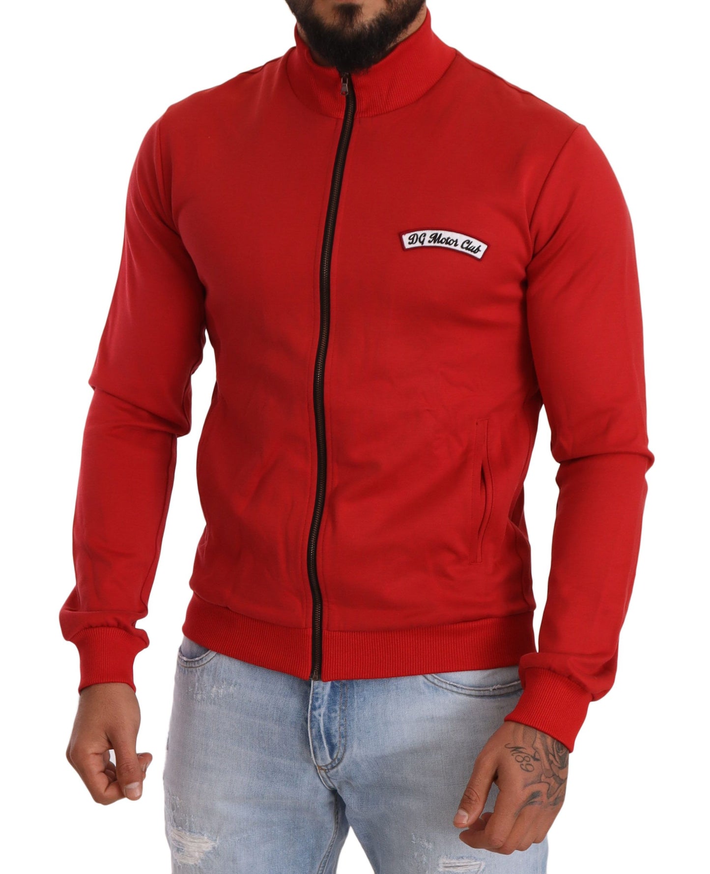 Red DG Motor Club Zipper Stretch Sweater-Dolce & Gabbana-LabelTerrace.com