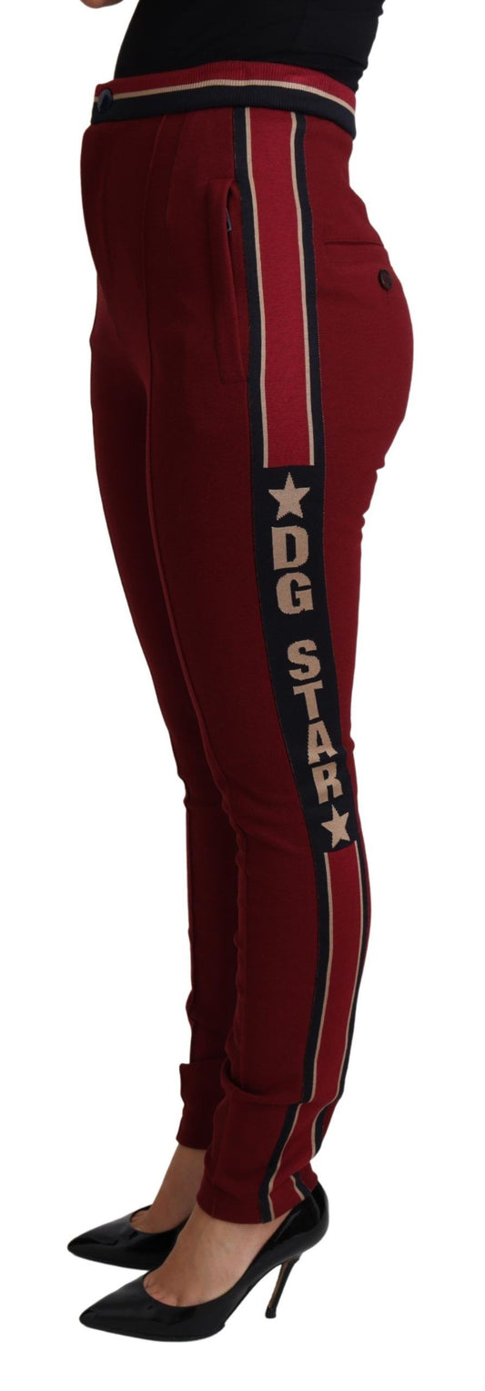 Red DG Star Striped Skinny Cotton Pant-Dolce & Gabbana-LabelTerrace.com