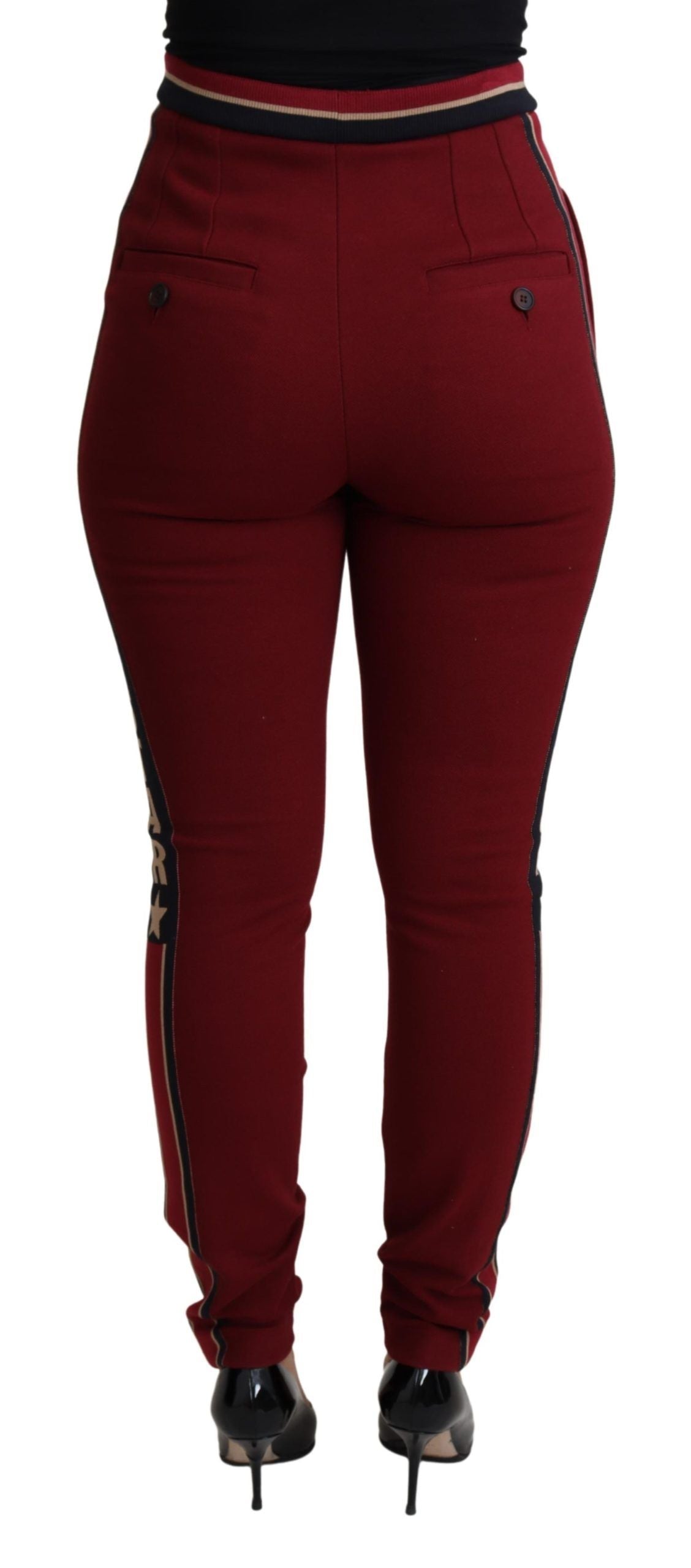 Red DG Star Striped Skinny Cotton Pant-Dolce & Gabbana-LabelTerrace.com