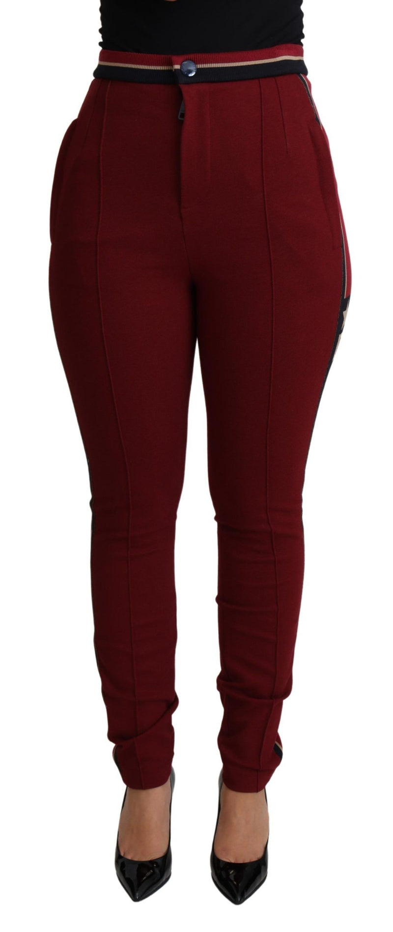 Red DG Star Striped Skinny Cotton Pant-Dolce & Gabbana-LabelTerrace.com